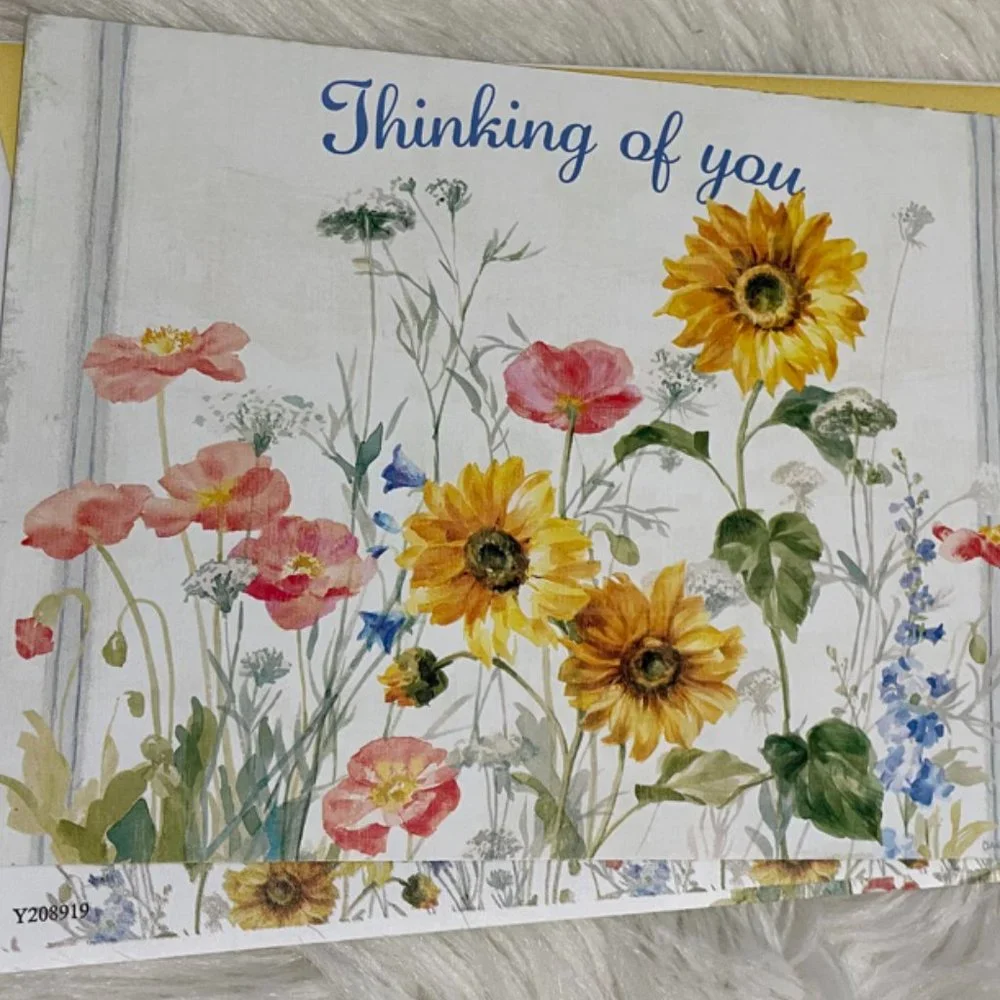 6 Assorted Greeting Cards Animals & Flowers matching print envelopes